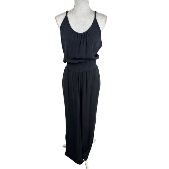 Prana Women's S Fernie Wide Leg Jumpsuit Swim Coverup Gauzy Black 9688 - Picture 3 of 16